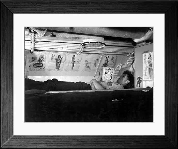 Framed Print : U.S. sailor reading in his bunk aboard USS CAPELIN at submarine base New London, Conn Framed Print : U.S. sailor reading in his bunk aboard USS CAPELIN at submarine base New London, Conn