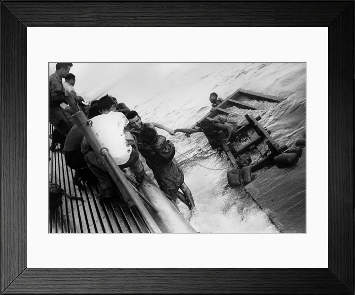 Framed Print : USS Sealion picks up British and Australian survivors of Japanese prison ship Rakuyo Maru. USS Sealion and other U.S. submarines torpedoed the ship three days earlier