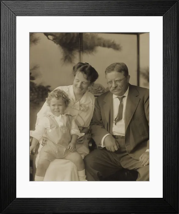 Framed Print : Former President Theodore Roosevelt and wife Edith with their first grandchild, Nov. 1915. Little Richard Derby Jr. was the son of their daughter Ethel (BSLOC_2016_12_16)
