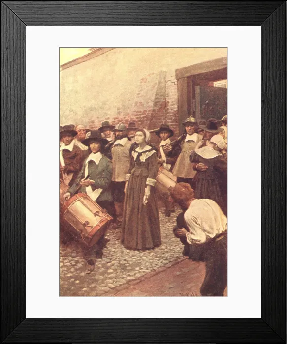 Framed Print : Salem Witch Trials. Convicted of witchcraft, a woman is publically marched to Salem's gallows on Witch Hill, for her execution by hanging in 1692 Framed Print : Salem Witch Trials. Convicted of witchcraft, a woman is publically marched to Salem's gallows on Witch Hill, for her execution by hanging in 1692