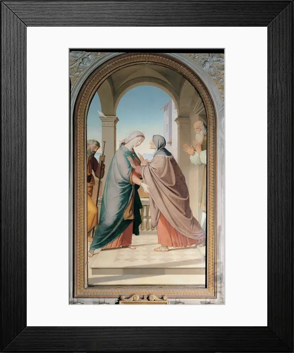 Framed Print : Overbeck Friedrich, Visitation, 1867, 19th Century, oil on canvas, Italy, Umbria, Spoleto, Perugia, Madonna della Stella sanctuary