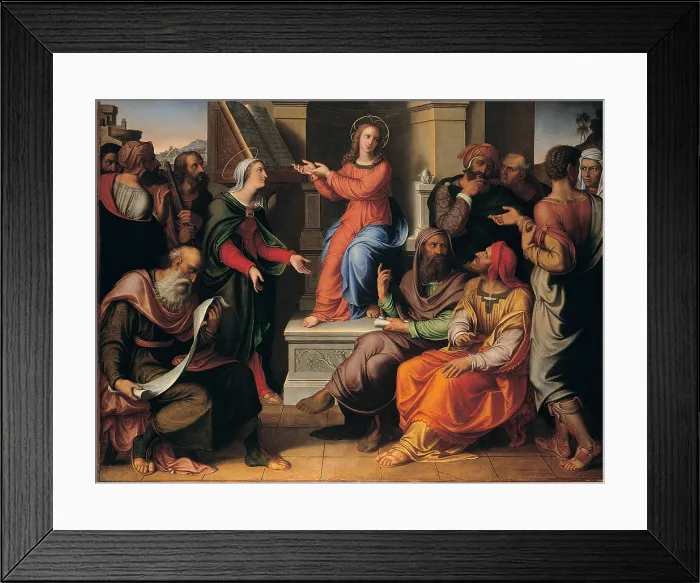 Framed Print : Koch Joseph Anton, Twelve Years Old Christ in the Temple, 1810 - 1821, 19th Century, tavola, Italy, Lazio, Rome, National Gallery of Modern Art