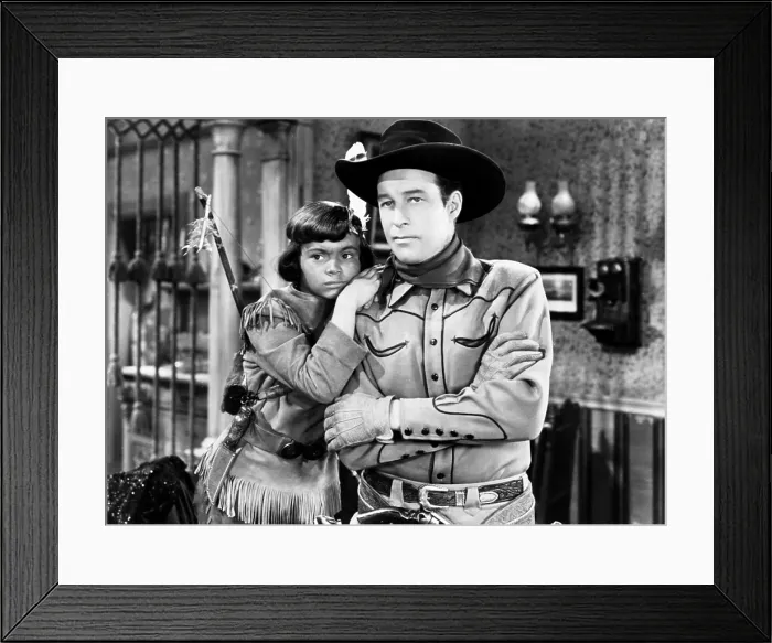 Framed Print : PHANTOM OF THE PLAINS, from left, Robert Blake, (billed as Bobby Blake), Bill Elliott, 1945