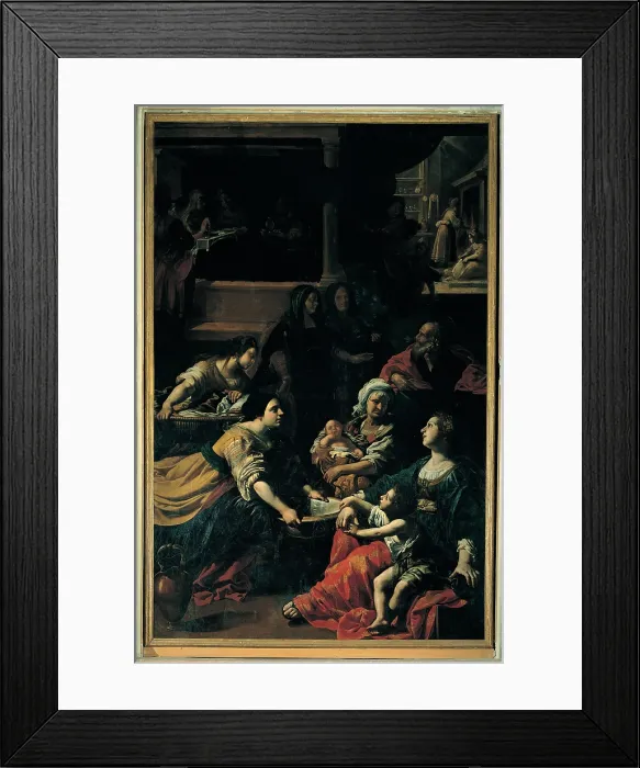 Framed Print : Manetti Rutilio, Birth of the Virgin, 17th Century, oil on canvas, Italy, Tuscany, Siena, S