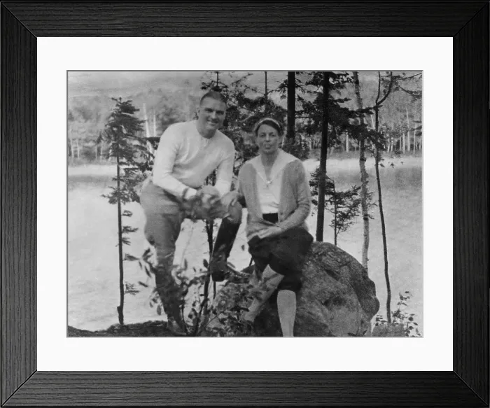 Framed Print : Eleanor Roosevelt and Earl Miller at Chazy Lake, New York. 1934. They became friends when he was her body guard when she was First Lady of New York State from 1929-1932