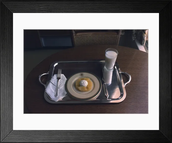 Framed Print : The last meal Nixon ate at the White House prior to him leaving the White House after his resignation. Aug. 9 1974