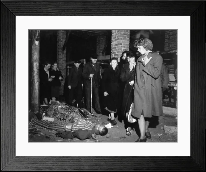 Framed Print : Citizens of Ludwigslust were forced by U.S. Army to view the dead in Wobbelin concentration camp. May 6, 1945, Germany, World War 2. (BSLOC_2014_4_30)