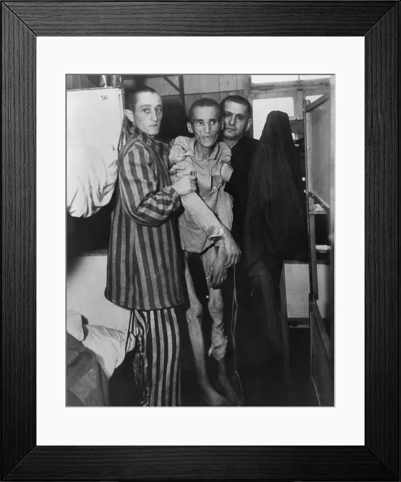 Framed Print : Emaciated 23-year-old Czech victim of dysentery in Nazi concentration camp at Flossenburg, Germany. When U.S Framed Print : Emaciated 23-year-old Czech victim of dysentery in Nazi concentration camp at Flossenburg, Germany. When U.S