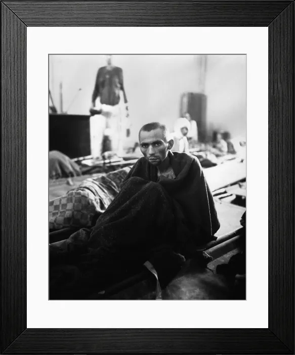 Framed Print : Starving inmate of Gusen concentration camp in Austria after liberation
