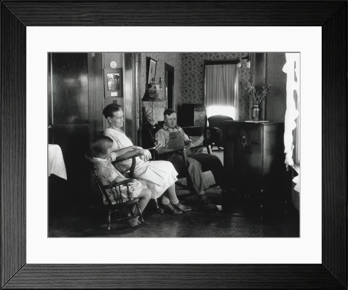 Framed Print : Farm family listening to their radio, Michigan, Aug. 15, 1930. Photo by George Ackerman. (BSLOC_2013_8_85)