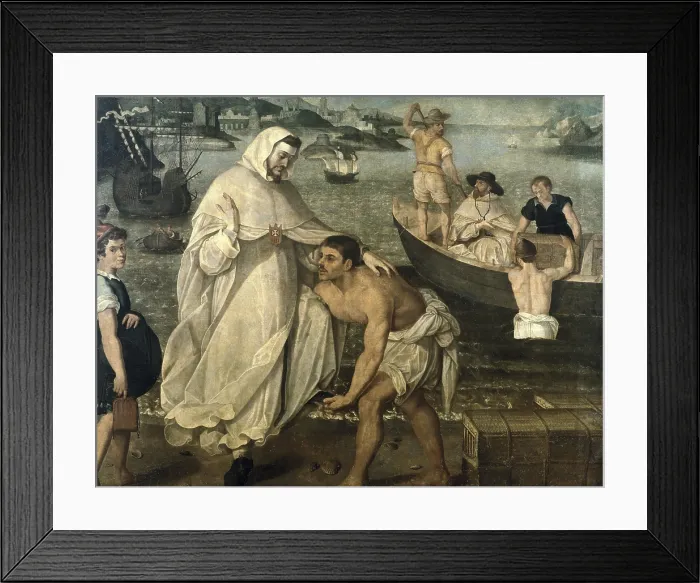 Framed Print : PACHECO, Francisco (1564-1654). Saint Peter Nolasco embarkining. Baroque art. Oil on canvas. SPAIN. Sevilla. Fine Arts Museum. - P