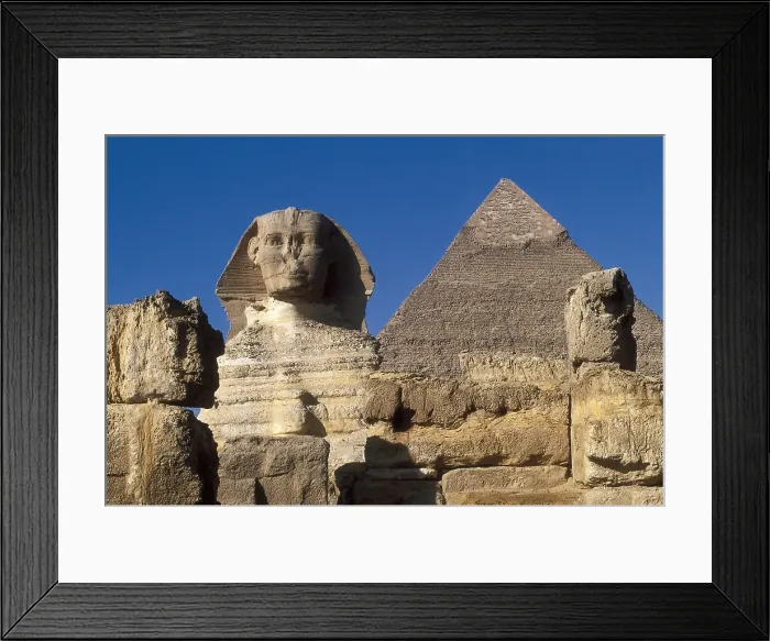 Framed Print : Khafre's Pyramid; The Giza Sphinx. 26th-25th c. BC. EGYPT. GIZA. Giza. Egyptian art. Old Kingdom. - Vannini / Iberfoto / Everett Collection (534526)**US SALES ONLY**