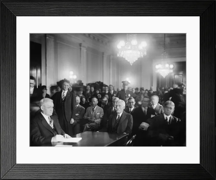 Framed Print : Andrew Mellon, testifying before the Senate oil investigating committee. March 13, 1928 Framed Print : Andrew Mellon, testifying before the Senate oil investigating committee. March 13, 1928