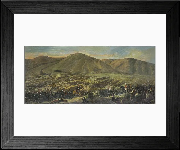 Framed Print : ALABES, Fidencio (19th century). Battle of Ayacucho. Battle on the 9th December 1824. General Sucre defeats the royalist troops led by the viceroy La Serna. Oil on canvas