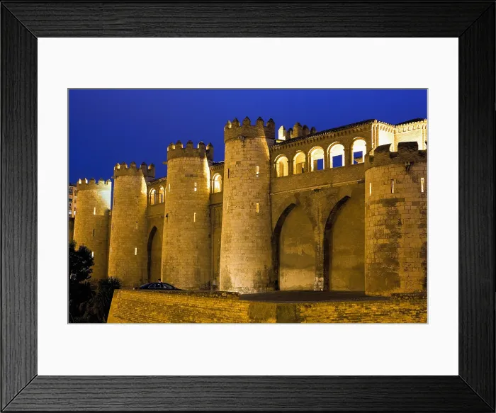 Framed Print : SPAIN. Zaragoza. La Aljaferia Palace. Castle walls from 11th century. Hispano-Moresque art. Taifas Kingdoms period. Architecture