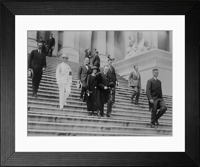 Framed Print : President Calvin Coolidge and the First Lady leave the Capitol after Warren Harding funeral. August 8, 1923 Framed Print : President Calvin Coolidge and the First Lady leave the Capitol after Warren Harding funeral. August 8, 1923