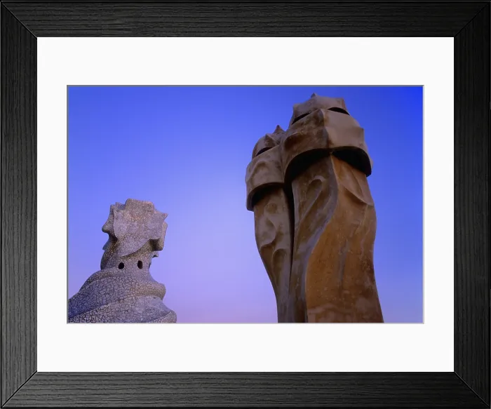 Framed Print : SPAIN. Barcelona. Mil House or 'The Quarry'. Detail of the roof chimneys. Modernism. Architecture Framed Print : SPAIN. Barcelona. Mil House or 'The Quarry'. Detail of the roof chimneys. Modernism. Architecture