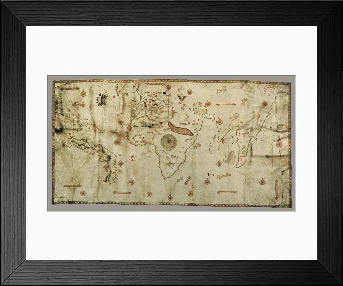 Framed Print : The Caverio Map or Caveri Map, circa 1505. This map was one of the primary sources used to make the WaldseemUller map. Miniature Painting. FRANCE. Paris. National Library. - J Framed Print : The Caverio Map or Caveri Map, circa 1505. This map was one of the primary sources used to make the WaldseemUller map. Miniature Painting. FRANCE. Paris. National Library. - J