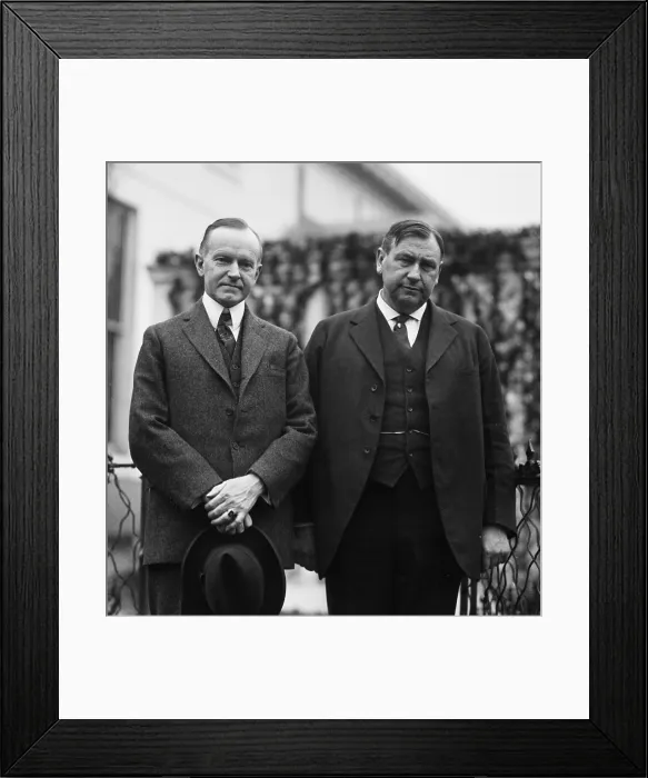 Framed Print : President Calvin Coolidge with his new Attorney General Harlan Fiske Stone in 1924. Stone replaced the scandal shadowed Harry Daugherty