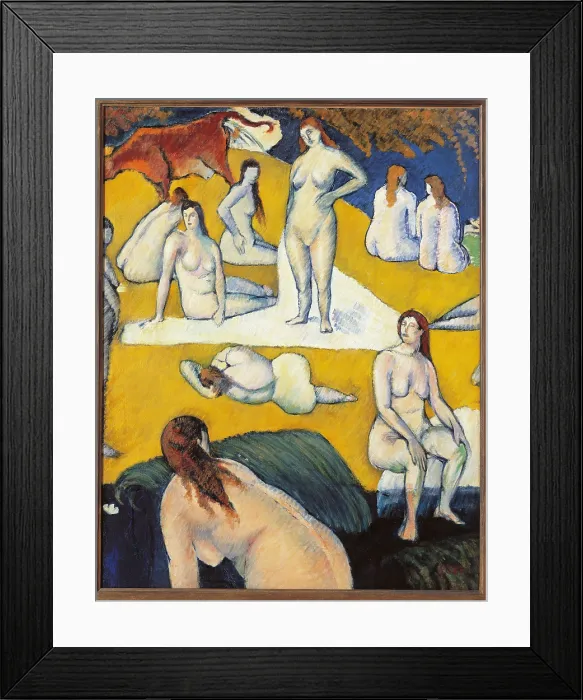 Framed Print : Bathers with Red Cow, by Emile Bernard, 1887, 19th Century, oil on canvas, cm 92, 7 x 72, 4 - France, Ile de France, Paris, Muse dOrsay. All