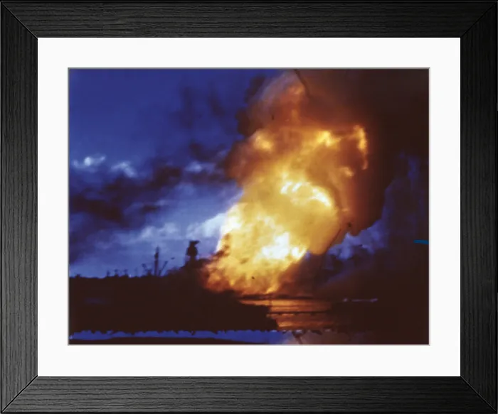Framed Print : USS Arizona explodes at Pearl Harbor after Japanese attack, Dec. 7, 1941. (BSLOC_2013_11_140)