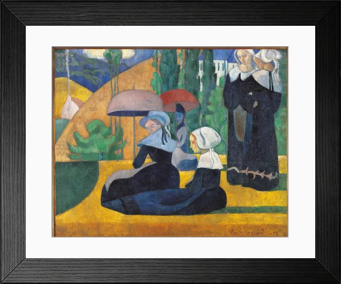 Framed Print : Brittany Women with Umbrellas, by Emile Bernard, 1892, 19th Century, oil on canvas, cm 81 x 105 - France, Ile de France, Paris, Muse dOrsay. All