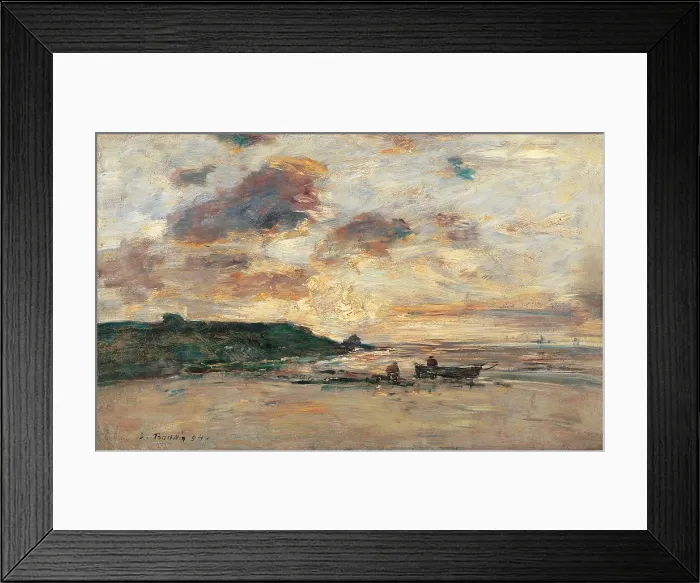 Framed Print : The Coast at Trouville, known as Honfleur Environs, by Eugne Boudin, 1894, 19th Century, oil on canvas, cm 26 x 42 - France, Ile de France, Paris, Muse dOrsay. All