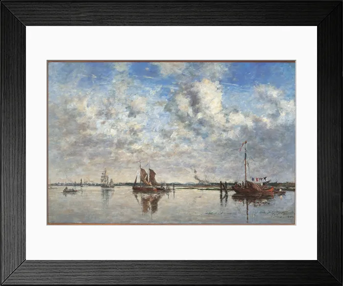Framed Print : The Port of Rotterdam, by Eugne Boudin, 1881, 19th Century, oil on canvas, cm 85 x 128 - France, Ile de France, Paris, Muse dOrsay. All