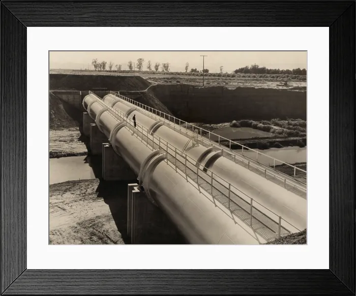 Framed Print : Pipeline of California's All-American Canal carries water to the Imperial Valley from the Colorado River fed reservoir behind the Imperial Dam