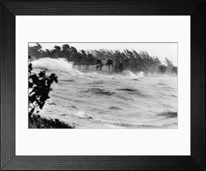Framed Print : Florida coastline pounded by Hurricane # 9 of the 1945 hurricane season, the second category four storm of the season