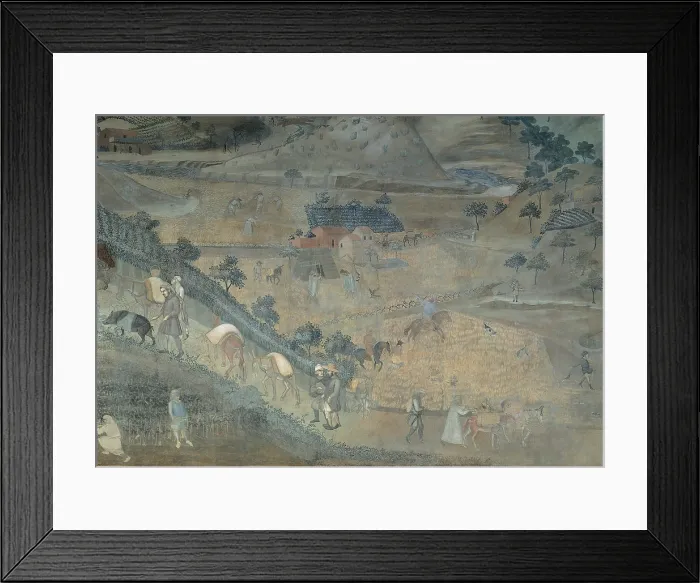 Framed Print : Lorenzetti Ambrogio, The Effects of Good Government in the City and Country, 1338 - 1339, 14th Century, fresco, Italy, Tuscany, Siena, Palazzo Pubblico, Sala dei Nove