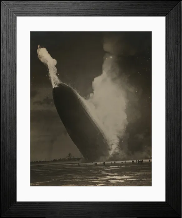 Framed Print : The Hindenburg hits the ground in flames in Lakehurst, N.J. on May 6, 1937