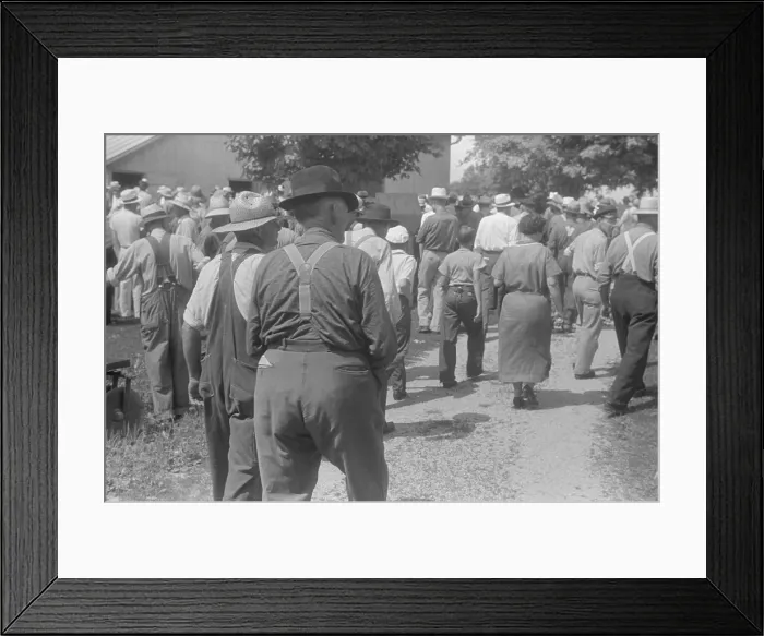 Framed Print : Spectators at public farm auction, central Ohio, Aug. 1938. (BSLOC_2013_8_89)