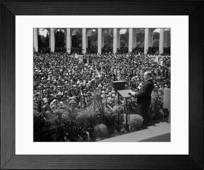 Framed Print : President Calvin Coolidge delivering Memorial Address at Arlington Amphitheater. May 30, 1924. (BSLOC_2015_15_125)