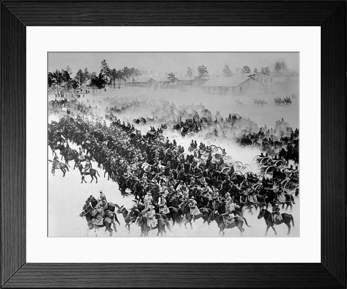 Framed Print : Guns being placed into position for review at Camp Hancock, Georgia