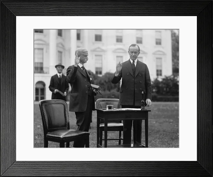 Framed Print : President Calvin Coolidge taking an oath before filling out his ballot for the 1924 Election Framed Print : President Calvin Coolidge taking an oath before filling out his ballot for the 1924 Election