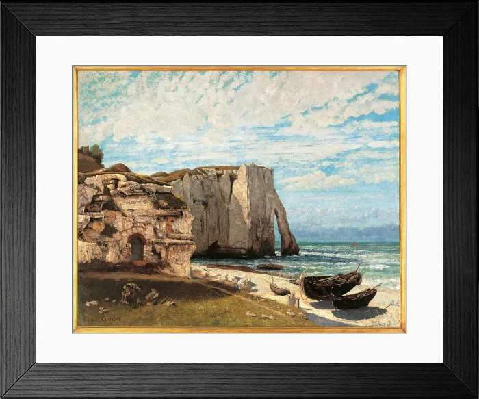 Framed Print : The Cliff at Etretat after the Storm, by Gustave Courbet, 1870, 19th Century, oil on canvas, cm 133 x 162 - France, Ile de France, Paris, Muse dOrsay. All