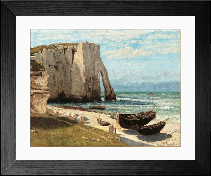 Framed Print : The Cliff at Etretat after the Storm, by Gustave Courbet, 1870, 19th Century, oil on canvas, cm 133 x 162 - France, Ile de France, Paris, Muse dOrsay. Detail