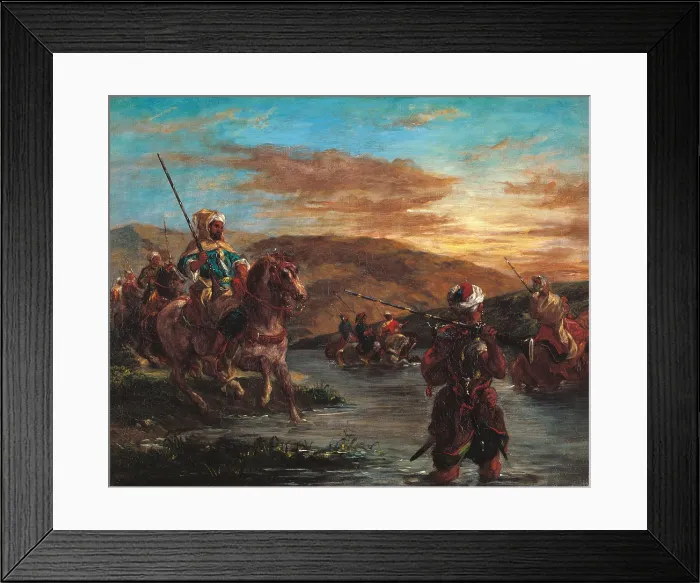 Framed Print : Moroccan Horsemen Crossing a Ford, by Eugne Delacroix, 1858, 19th Century, oil on canvas, cm 60 x 73 - France, Ile de France, Paris, Muse dOrsay. All Framed Print : Moroccan Horsemen Crossing a Ford, by Eugne Delacroix, 1858, 19th Century, oil on canvas, cm 60 x 73 - France, Ile de France, Paris, Muse dOrsay. All
