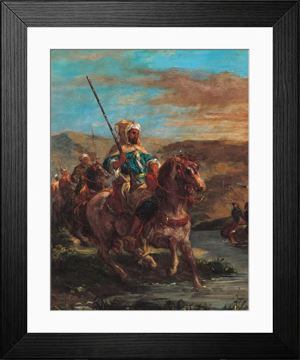 Framed Print : Moroccan Horsemen Crossing a Ford, by Eugne Delacroix, 1858, 19th Century, oil on canvas, cm 60 x 73 - France, Ile de France, Paris, Muse dOrsay. Detail
