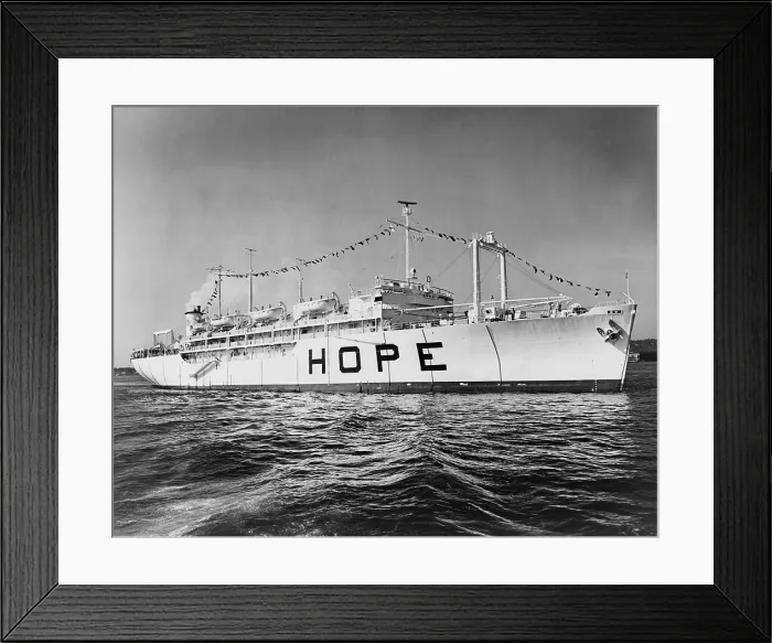 Framed Print : Hospital ship, S.S. Hope, 15, 000-ton ship sailed from 1960-1974 with operating rooms, a pharmacy, isolation ward, radiology department, and training facilities Framed Print : Hospital ship, S.S. Hope, 15, 000-ton ship sailed from 1960-1974 with operating rooms, a pharmacy, isolation ward, radiology department, and training facilities