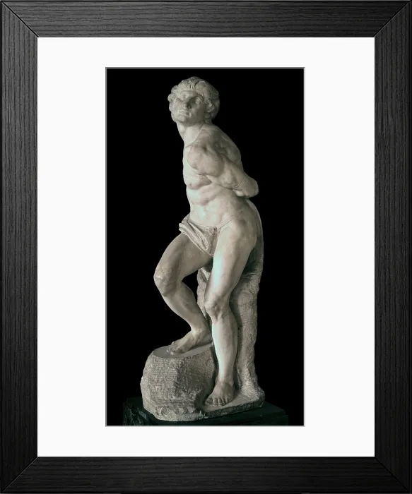Framed Print : Il Prigione Ribelle or the Rebellious Slave, by Michelangelo Buonarroti or Bonarroti, 1513 - 1514, 16th Century, marble - France, Paris, Muse du Louvre. Whole artwork view