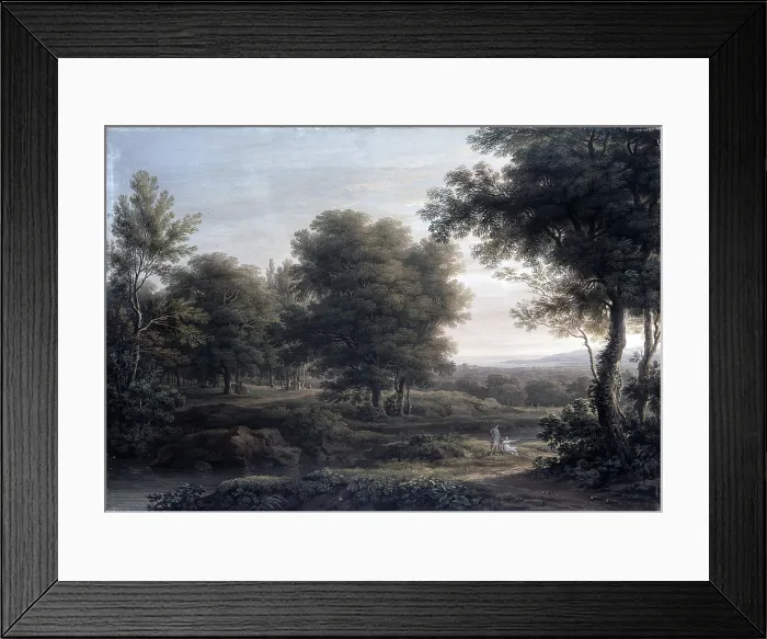 Framed Print : Landscape, by Gaetano Burcher, 1816, 19th Century, tempera on canvas - Italy, Lombardy, Milan, Brera Collection. Whole artwork view. Bucolic landscape with little figures Framed Print : Landscape, by Gaetano Burcher, 1816, 19th Century, tempera on canvas - Italy, Lombardy, Milan, Brera Collection. Whole artwork view. Bucolic landscape with little figures