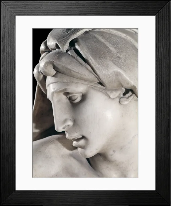 Framed Print : Grave of Giuliano de Medici, by Michelangelo Buonarroti, 1520 - 1534, 16th Century, marble - Italy, Tuscany, Florence, Saint Lawrence Cathedral. Detail. The face of Dawn