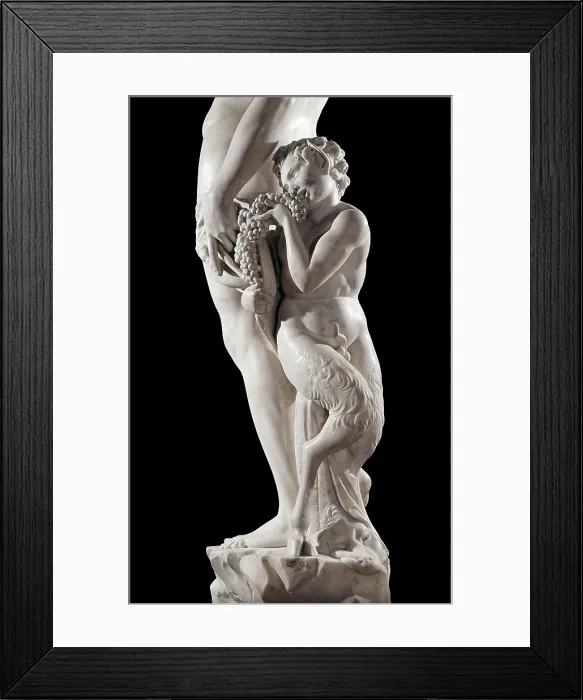 Framed Print : Baccus, by Michelangelo Buonarroti, 1496 - 1497, 15th Century, marble - Italy, Tuscany, Florence, National Museum of Bargello. Detail Framed Print : Baccus, by Michelangelo Buonarroti, 1496 - 1497, 15th Century, marble - Italy, Tuscany, Florence, National Museum of Bargello. Detail