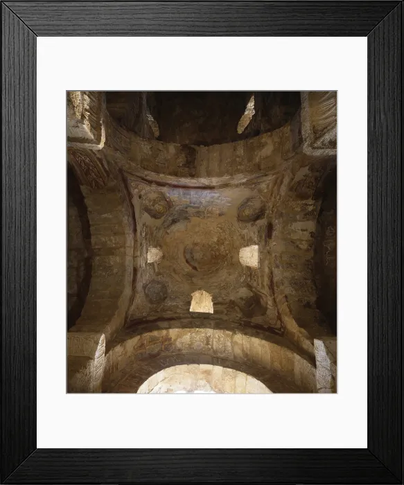 Framed Print : Dome with remains of painted decoration, by Unknown Artist, 8th Century, fresco - Italy, Puglia, Fasano, Little Temple in Sepannibale Farm. Whole artwork view