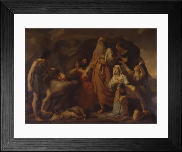 Framed Print : Noah Sacrifice, by Carlo Bellosio, 1828, 19th Century, oil on canvas, 165 x 230 cm - Italy, Lombardy, Milan, Brera Collection. Whole artwork view