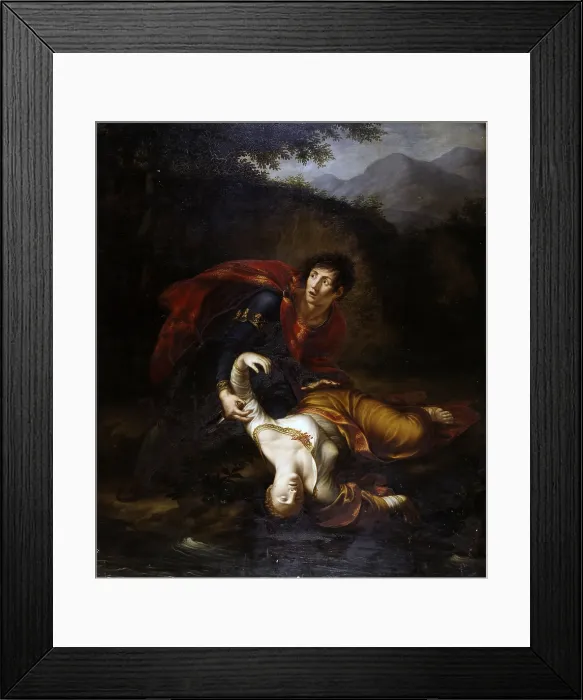 Framed Print : Radamisto in the act of pushing Zenobia in the river Araxes, by Francesco Alberi, 1812, 19th Century, oil on canvas, 157 x 149 cm - Italy, Milan, Brera Collection Framed Print : Radamisto in the act of pushing Zenobia in the river Araxes, by Francesco Alberi, 1812, 19th Century, oil on canvas, 157 x 149 cm - Italy, Milan, Brera Collection