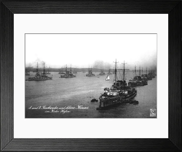 Framed Print : First and second German battleship squadrons and small cruisers of the German navy, in Kiel Harbor, Germany. Ca. 1911-14 Framed Print : First and second German battleship squadrons and small cruisers of the German navy, in Kiel Harbor, Germany. Ca. 1911-14