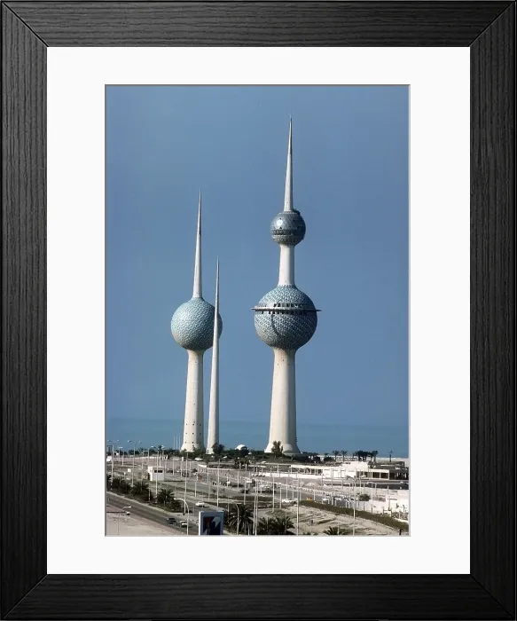 Framed Print : Kuwait City's water towers after the Iraqi withdrawal during Operation Desert Storm. Mar. 24 1991. (BSLOC_2011_12_29) Framed Print : Kuwait City's water towers after the Iraqi withdrawal during Operation Desert Storm. Mar. 24 1991. (BSLOC_2011_12_29)